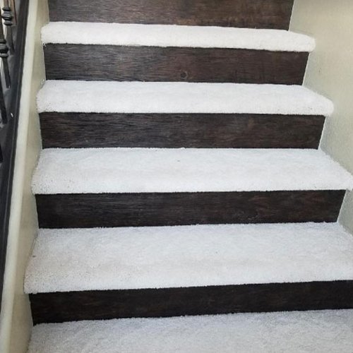 white carpet stairsprovided and installed by Budget Flooring & Shutters in Las Vegas, NV